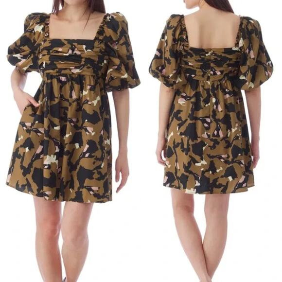 CROSBY by Mollie Burch Womens Hunter Dress Size Large In Undone Puff Sleeve - Picture 1 of 13